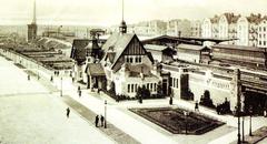 Barmbek Train Station circa 1912 with elevated railway tracks and suburban railway platform