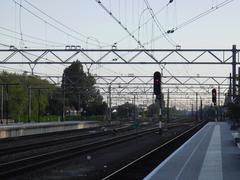 Leiden railway station in June 2010 with platforms and trains