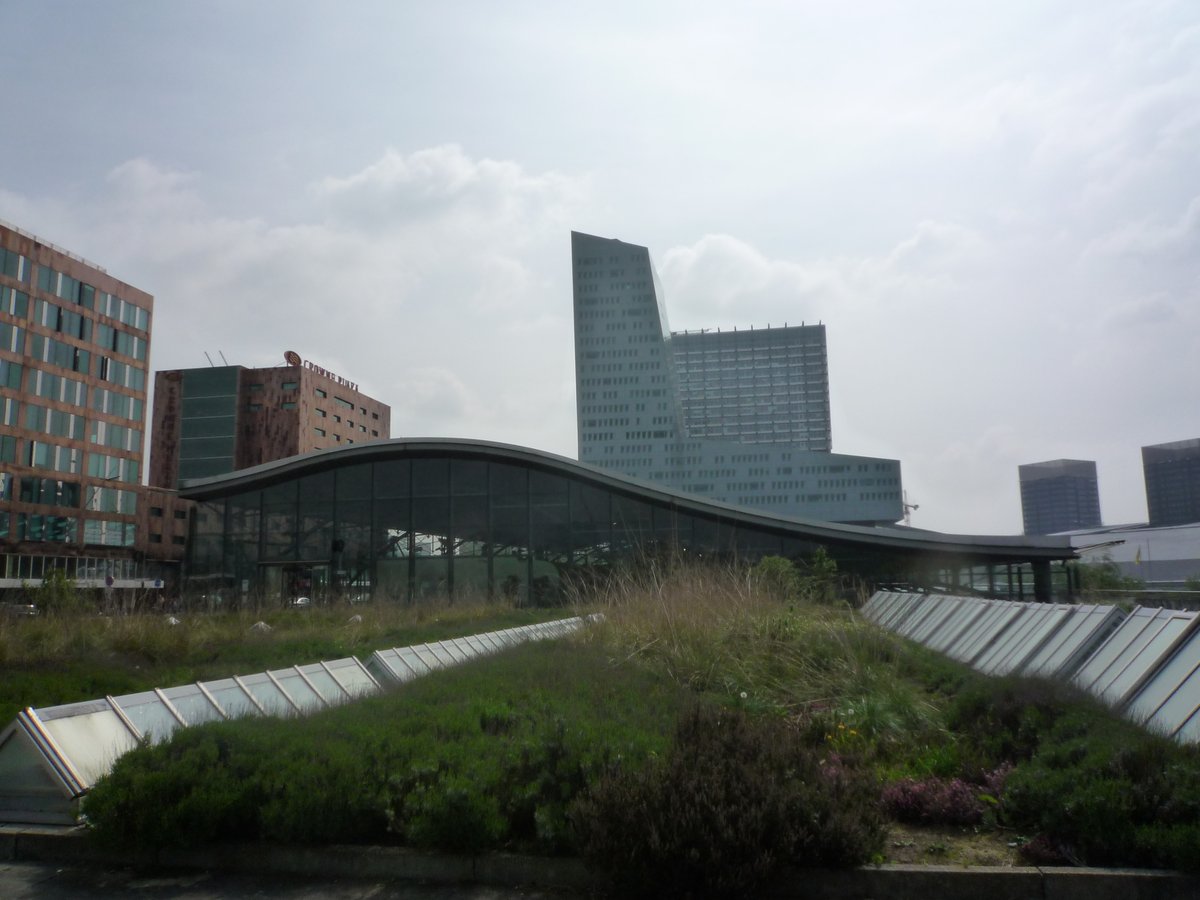 Rail station Lille-Europe with Towers de Lille and Lilleurope at Euralille in Lille, France