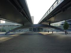 Main entrance of Lille Europe train station with modern architectural design
