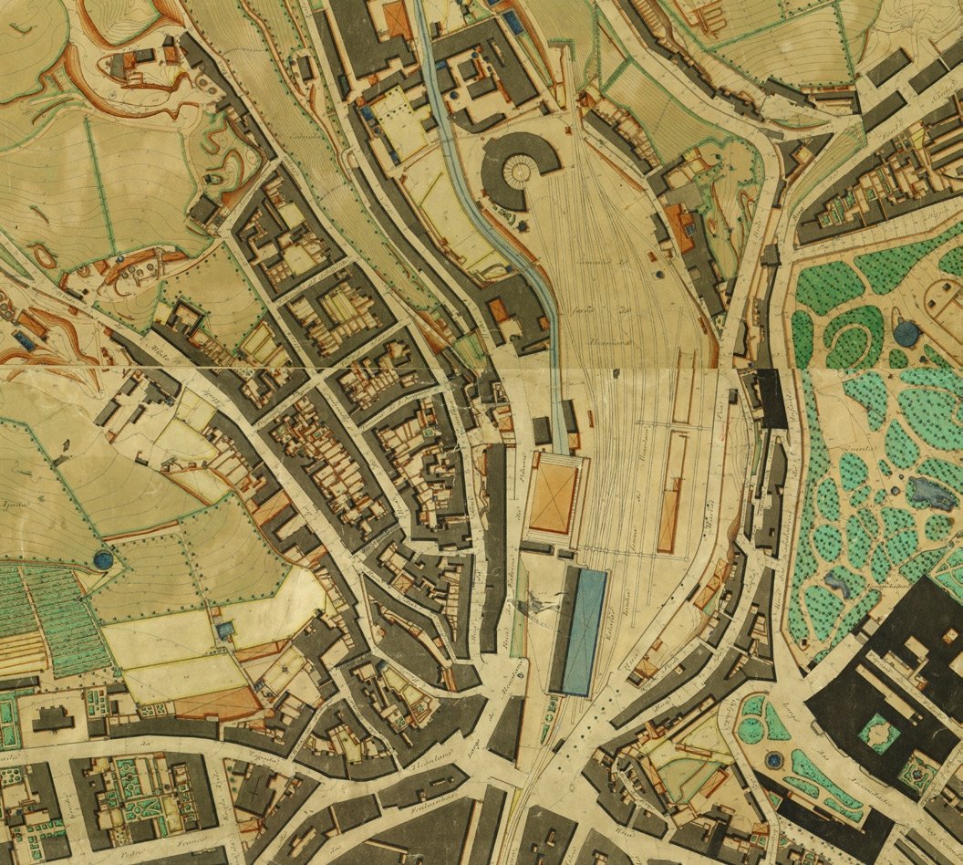 Historical map excerpt of the City of Lisbon by Júlio da Silva Pinto from early 20th century