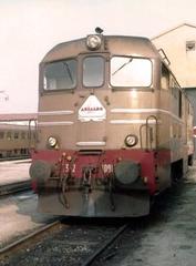 Locomotiva D.342.4001 Ansaldo 1958 parked at Rimini depot waiting for evening direct train to Firenze