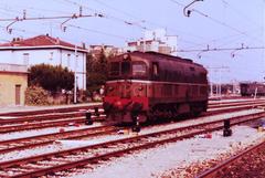 Italian diesel locomotive D.341.2025 maneuvering in Rimini