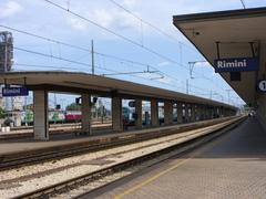 Rimini train station with trains and platform