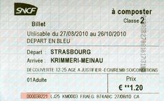 Ticket for TER train in France