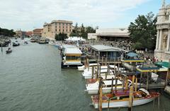 Grand Canal of Venice looking west from Ponte degli Scalzi with Santa Lucia railway station and Ferrovia vaporetto stop
