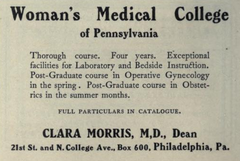 1906 advertisement for Woman's Medical College of Pennsylvania