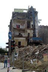 Demolition of the Sajtóház building at Blaha Lujza Square in Budapest