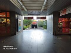 Nádraží Holešovice metro station platform with tracks and modern design interior