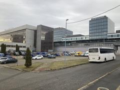Exterior of Aaaaa Nádraží Holešovice metro station with surrounding urban environment