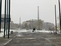 Snowfall in Prague Holesovice on January 12, 2023