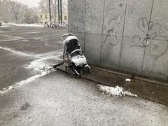 Snowfall in Prague on a winter day