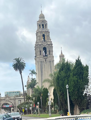 Close up photo of the California Tower at Balboa Park in San Diego