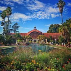 Pond and gardens in front of the Botanical Building at Balboa Park