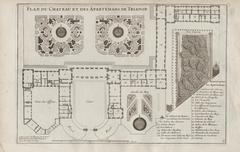 Architectural plan of the Château and apartments of Trianon, detailed 18th-century blueprint