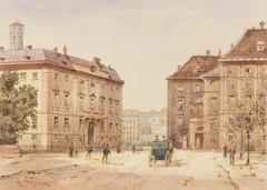 Secret Court and State Chancellery (now Federal Chancellery) at Ballhausplatz in Vienna watercolor painting by Carl Wenzel Zajicek