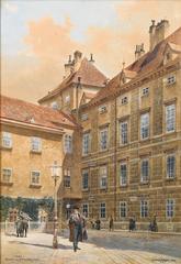 Entrance to Schauflergasse in Vienna, watercolor by Richard Moser from 1900