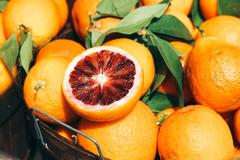Basket of fresh blood oranges at Hollywood Farmers Market