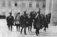 Vice-Roy Pavao Rauch with dignitaries at St. Mark's Square Zagreb