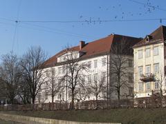 Scenic view of Zois Mansion from Gallus Embankment in Ljubljana