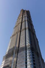 Jin Mao Tower in Shanghai towering against a clear sky
