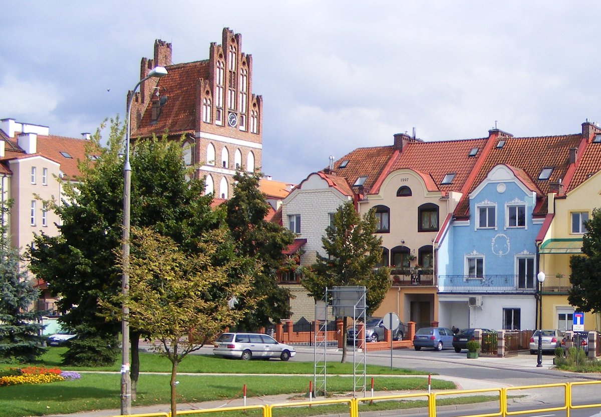 Fragment of the Old Town with historic buildings in Bartoszyce