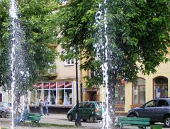 Fountain in Bartoszyce city square Poland