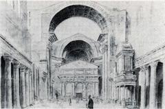 Heemskerk 1533 illustration of Old St. Peter's Basilica being demolished with the new St. Peter's Basilica being constructed in the background