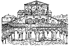 Façade of old St Peter's Basilica in Rome illustration from 1911 Encyclopædia Britannica