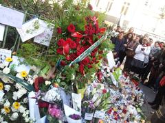 Le Bataclan concert hall exterior damaged after terrorist attacks in Paris