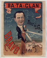 Vintage Ba-Ta-Clan music hall poster from 1890 with colorful lithographic design promoting nightly performances.