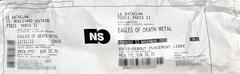 Concert ticket for Eagles of Death Metal at Bataclan on November 13, 2015