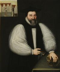 Portrait of John Bancroft with view of University College, Oxford
