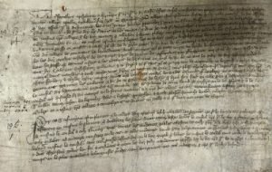 Medieval document titled 'French Petition' addressed to King Richard III from University College Oxford in 1384