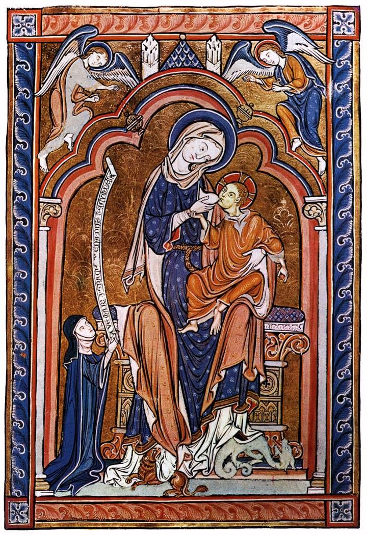 13th century illuminated manuscript page from the Amesbury Psalter depicting medieval illustrations