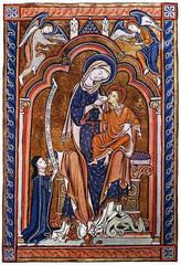13th century illuminated manuscript page from the Amesbury Psalter depicting medieval illustrations