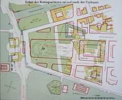 Historical 1902 plan of Kratzquartier in Zurich before and after new buildings