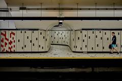 Platform of Beaudry metro station in Montreal with modern architecture and empty tracks