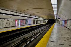 Train tracks at Beaudry metro station in Montreal on a clear day
