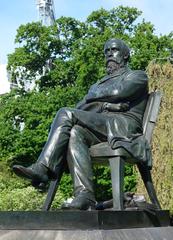 Historic statue of William Sefton Moorhouse in Christchurch Botanic Gardens New Zealand
