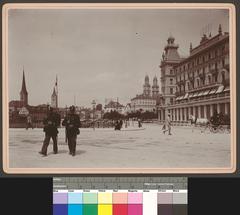 Bellevue Hotel in Zurich with two soldiers standing in front