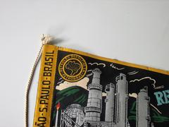 Vintage emblem of Petrobras featuring the map of Brazil