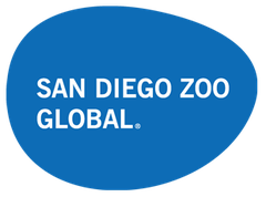 San Diego Zoo Global logo with a red circular design featuring stylized wildlife elements