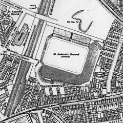1913 Ordnance Survey map showing St Andrew's stadium in Birmingham