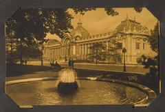Photographic album page showing Le Petit Palais in Paris, early 20th century phototypie