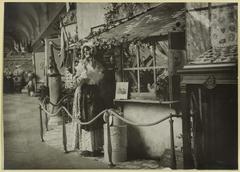 Exhibition of Mimi Pinson's cockade with mannequin and rustic house decor at Petit Palais, Paris, 1915