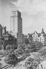 Historic view of Plac Napoleona and Prudential building in Warsaw before 1939