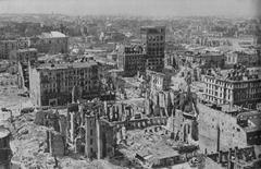 Warsaw downtown view from the Prudential building after the war
