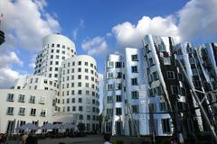 Gehry Buildings at Neuer Zollhof in Düsseldorf with modern architectural design