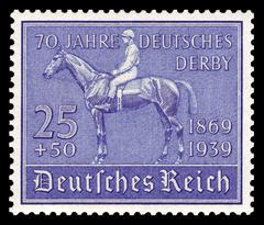 Commemorative poster of the 70 years of the German Derby in Hamburg featuring the Blue Riband horse race